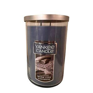 Yankee Candle Warm Luxe Cashmere Large 2-Wick Tumbler Jar Blue 22 oz Wax - NEW